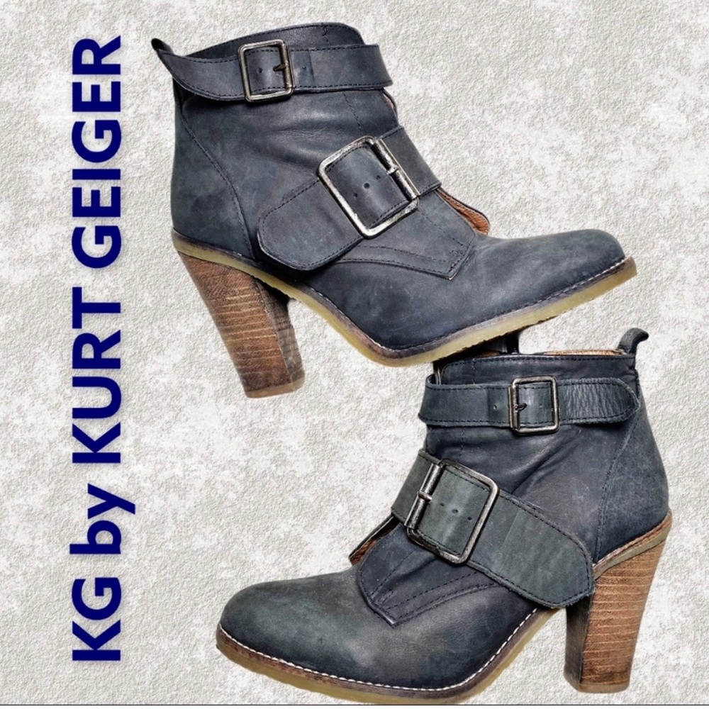 Kurt Geiger Gray 2-Buckle Ankle Booties Size 7
